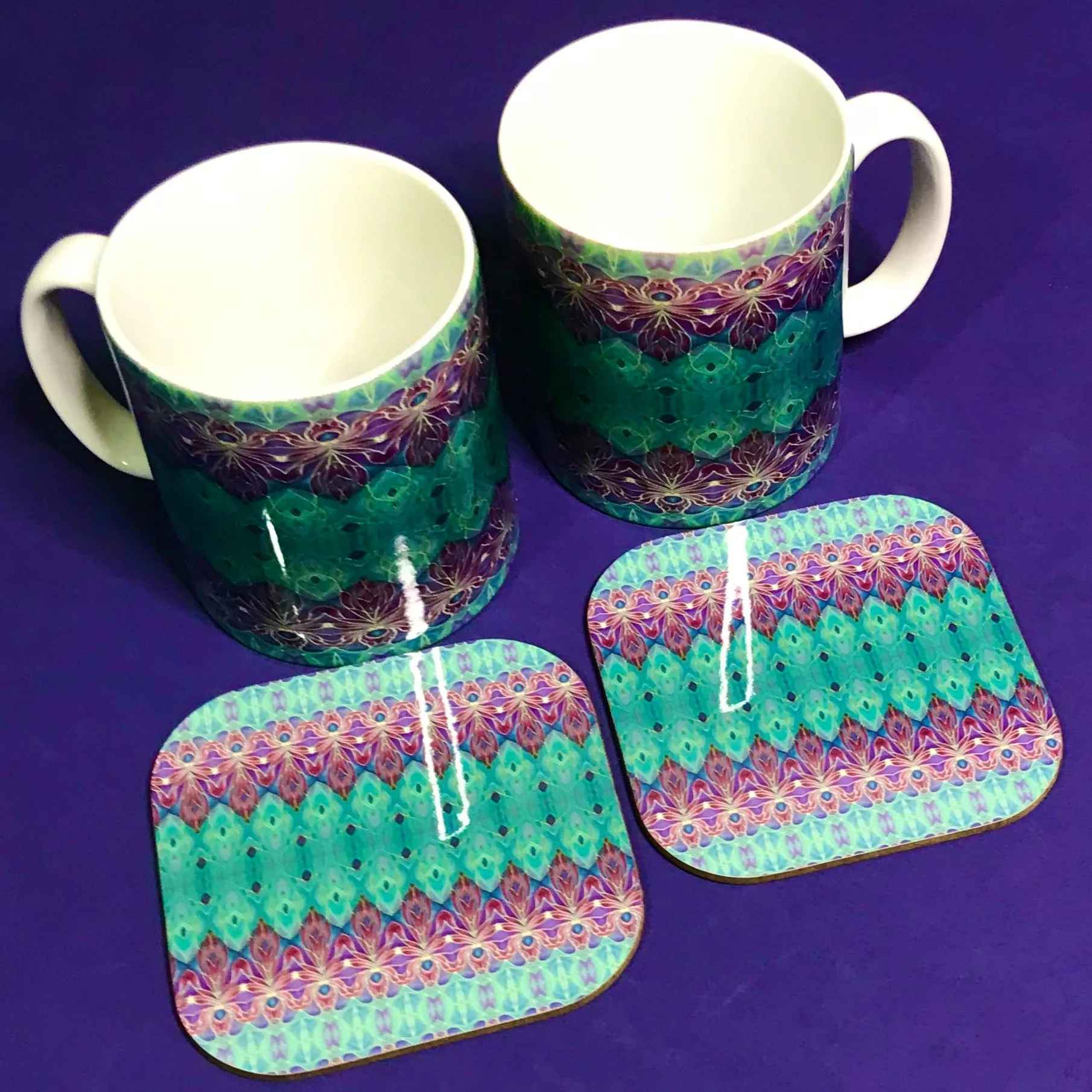 Persian Orchid High Quality Table Mats - Purple Turquoise Green Tableware