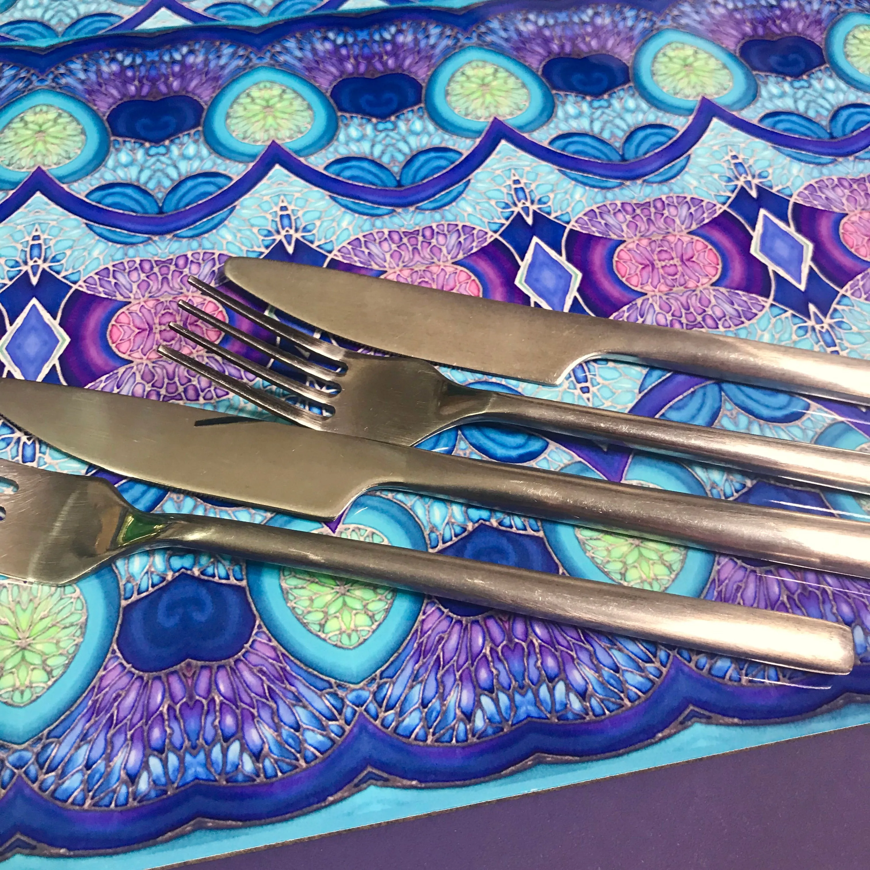 Persian Orchid High Quality Table Mats - Purple Turquoise Green Tableware