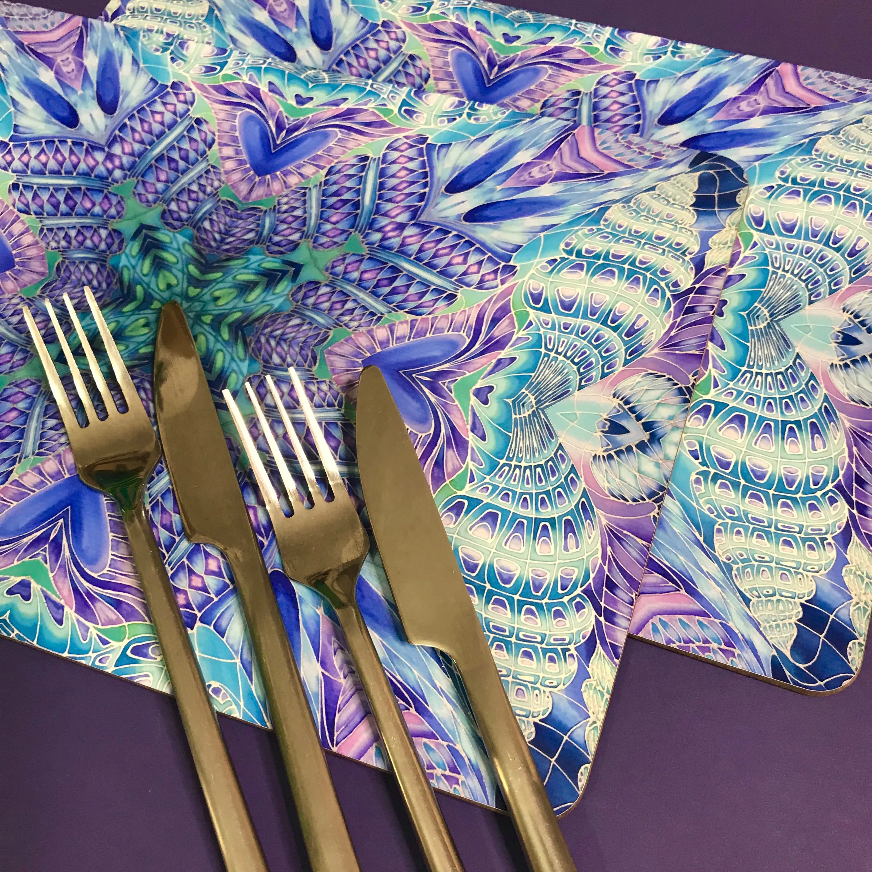 Persian Orchid High Quality Table Mats - Purple Turquoise Green Tableware