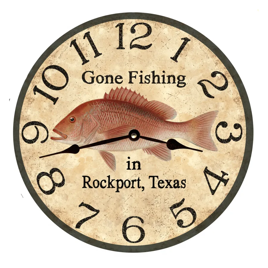 Personalized Gone Fishing Clock-Red Snapper Wall Clock