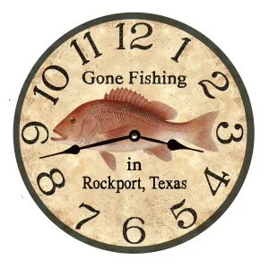 Personalized Gone Fishing Clock-Red Snapper Wall Clock