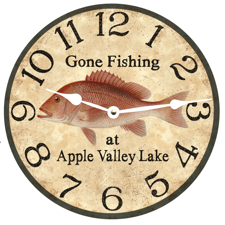 Personalized Gone Fishing Clock-Red Snapper Wall Clock
