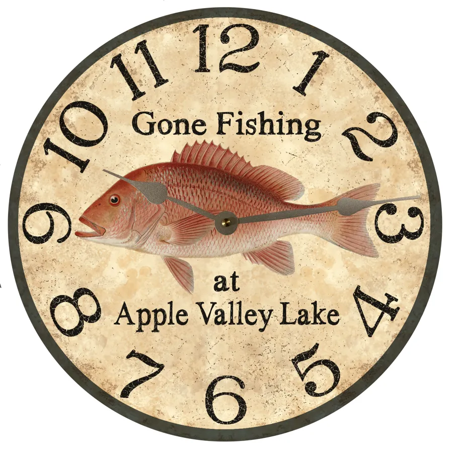 Personalized Gone Fishing Clock-Red Snapper Wall Clock