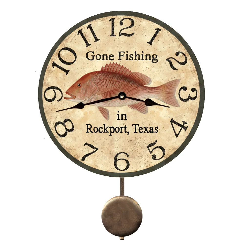 Personalized Gone Fishing Clock-Red Snapper Wall Clock