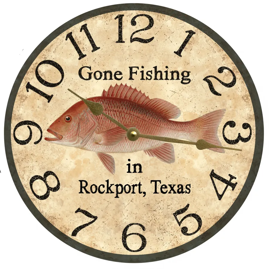 Personalized Gone Fishing Clock-Red Snapper Wall Clock