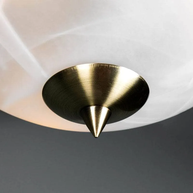 Pesscara Antique Brass & Alabaster Glass Semi-flush Ceiling Light