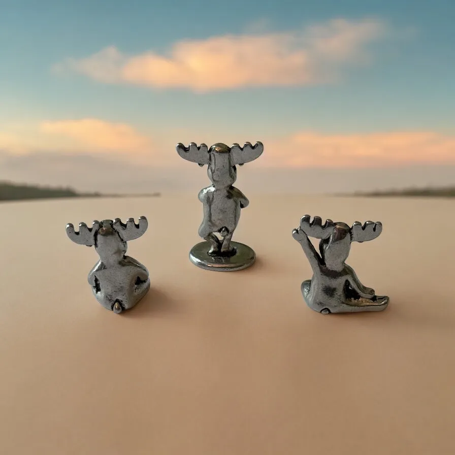 Pewter Moose Yoga Figurines