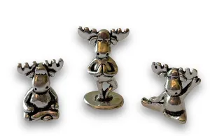 Pewter Moose Yoga Figurines