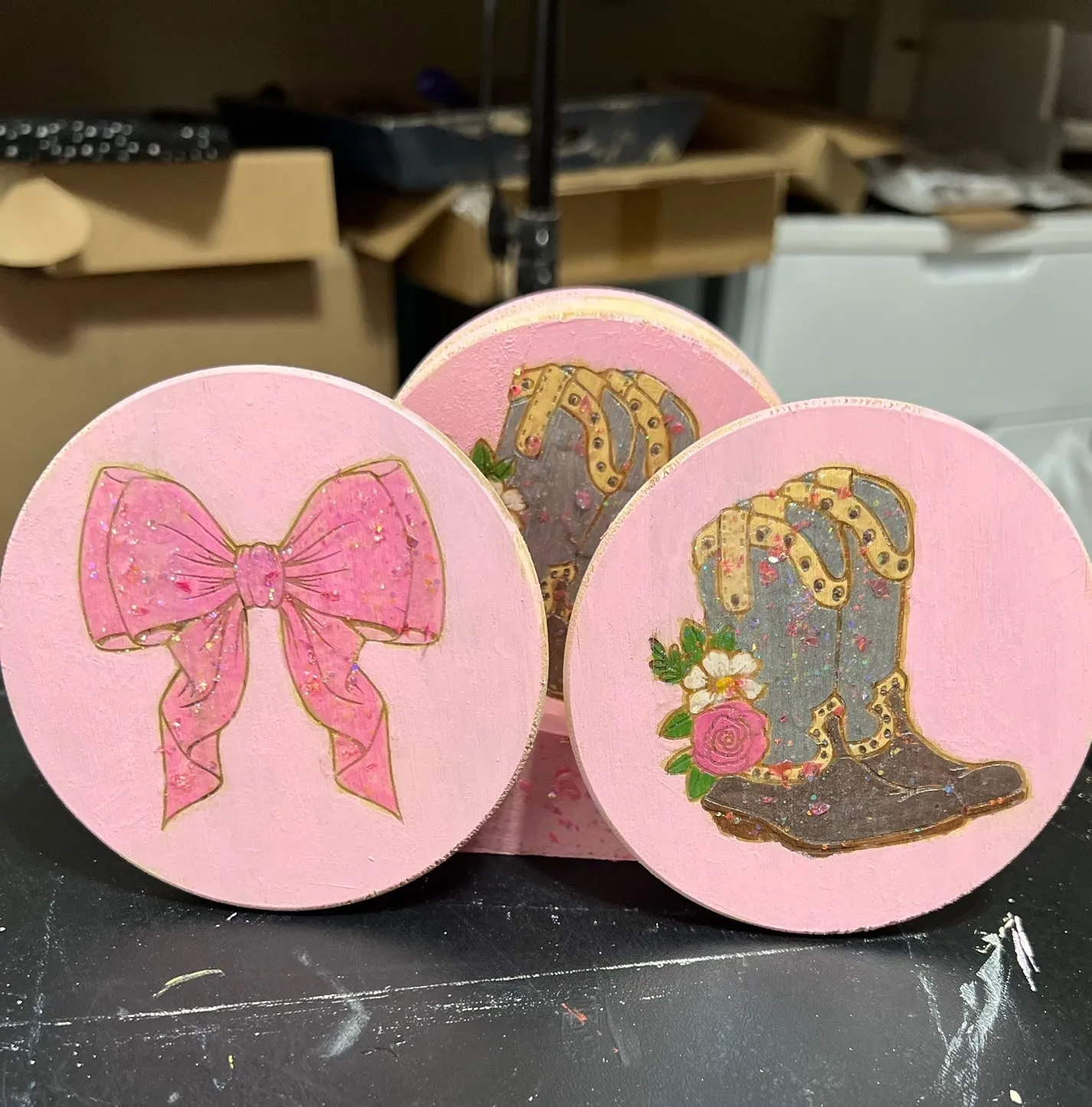 Pink Disco Cowgirl Coasters - Set of 6