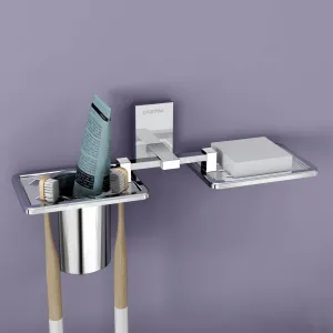 Plantex Senso Bathroom 2 in 1 soap Holder and Brush Stand for wash Basin (304 Stainless Steel)