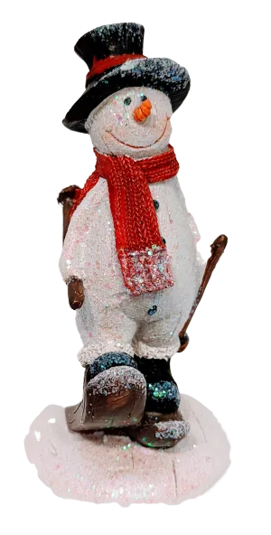 Playful Snowman Figurines Ice Skating or On Skis