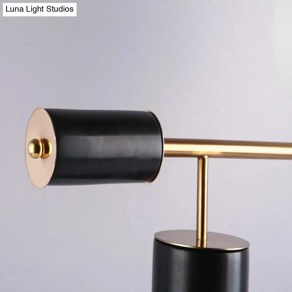 Post-Modern Black Marble Living Room Table Lamp with Cream Glass Shade