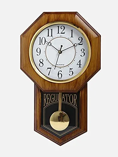 President Analog Quartz Official Designer Big Size Wall Clock for Home, Hall,Office (47 X 30 cms Colour-Wood and White) Made in India - Regulator WF5