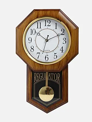 President Analog Quartz Official Designer Big Size Wall Clock for Home, Hall,Office (47 X 30 cms Colour-Wood and White) Made in India - Regulator WF5
