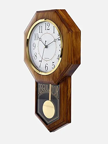 President Analog Quartz Official Designer Big Size Wall Clock for Home, Hall,Office (47 X 30 cms Colour-Wood and White) Made in India - Regulator WF5