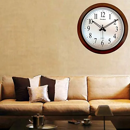 President Wood Finish 60 - Made in India Analog Quartz Official Designer Big Size Nautical Plastic Wall Clock for Hall (Wood and White)