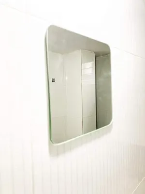 PRINCE ART Shave Mirror Glass Bathroom Wall - Small Face Mirror for Shaving, Kach Mirror for Bedroom, Room, Home, Living Room, Makeup Room, Table(Size 8x8 Inch) (5mm Glass) (Pack of 2)