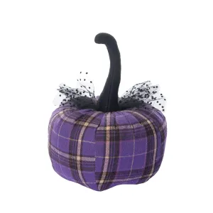 Purple Plaid Pumpkins Figurine
