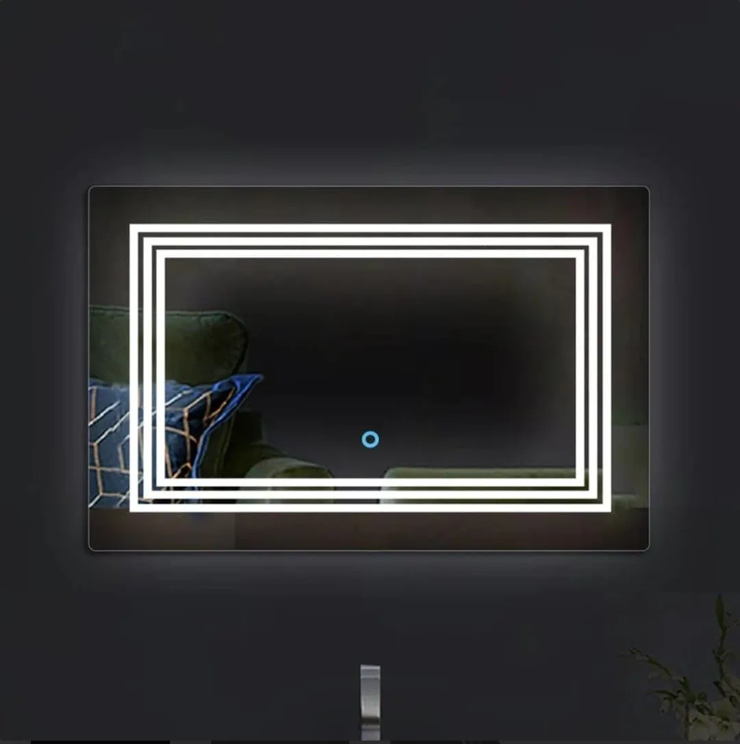 Quality Glass Rectangular LED Mirror for Bathroom - 24 x 42 Inch with Back Light, Touch Sensor, and 3 Light Effects LED 88