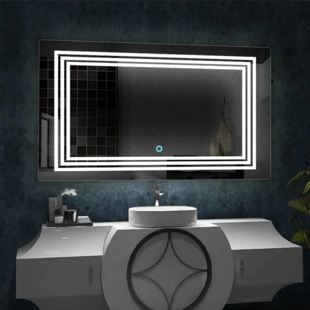 Quality Glass Rectangular LED Mirror for Bathroom - 24 x 42 Inch with Back Light, Touch Sensor, and 3 Light Effects LED 88
