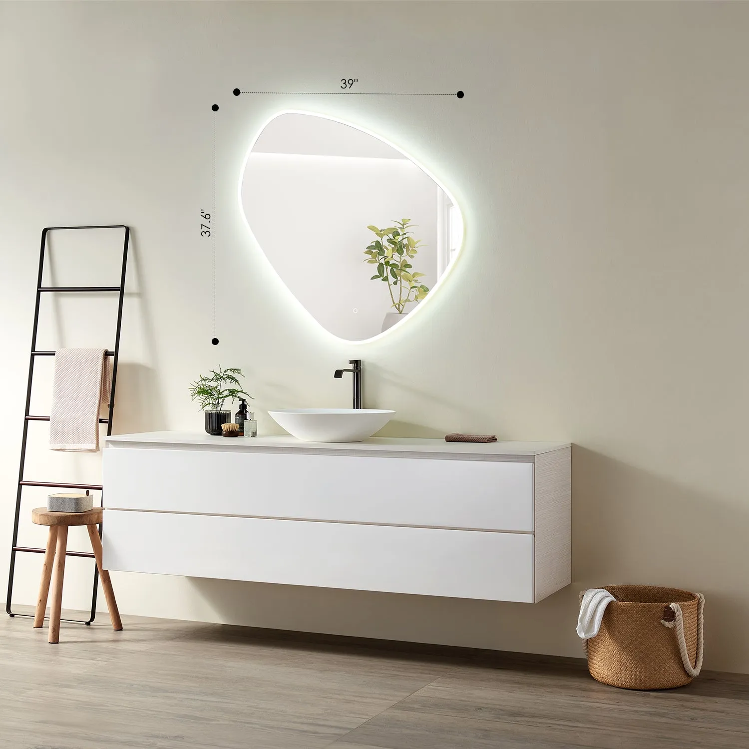 Rasso Novelty Frameless Modern Bathroom/Vanity LED Lighted Wall Mirror