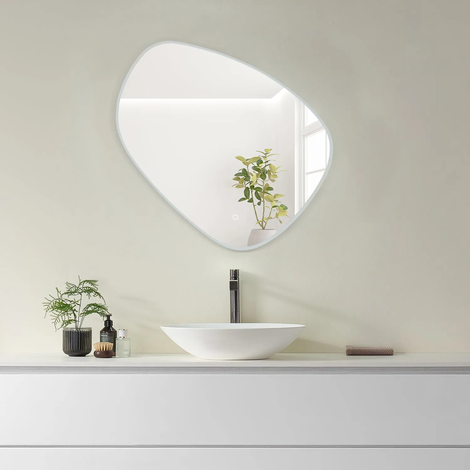 Rasso Novelty Frameless Modern Bathroom/Vanity LED Lighted Wall Mirror