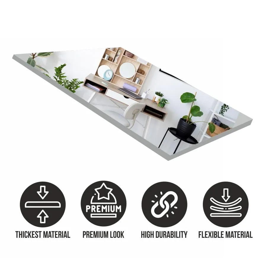 rawpockets Water Droplets Design Silver Mirror Self Adhesive Mirror Sticker