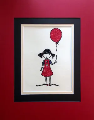 Red Balloon Girl - Embroidery Design