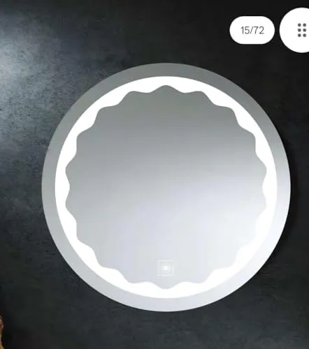 Round LED Wall Mirror for Bathroom, 24x24 cm, 3 LED Lights, Framed