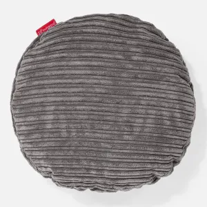 Round Scatter Cushion Cover 50cm - Cord Graphite Grey