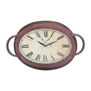 Rustic Farmhouse Oval Metal Wall Clock - Battery Operated (WS)