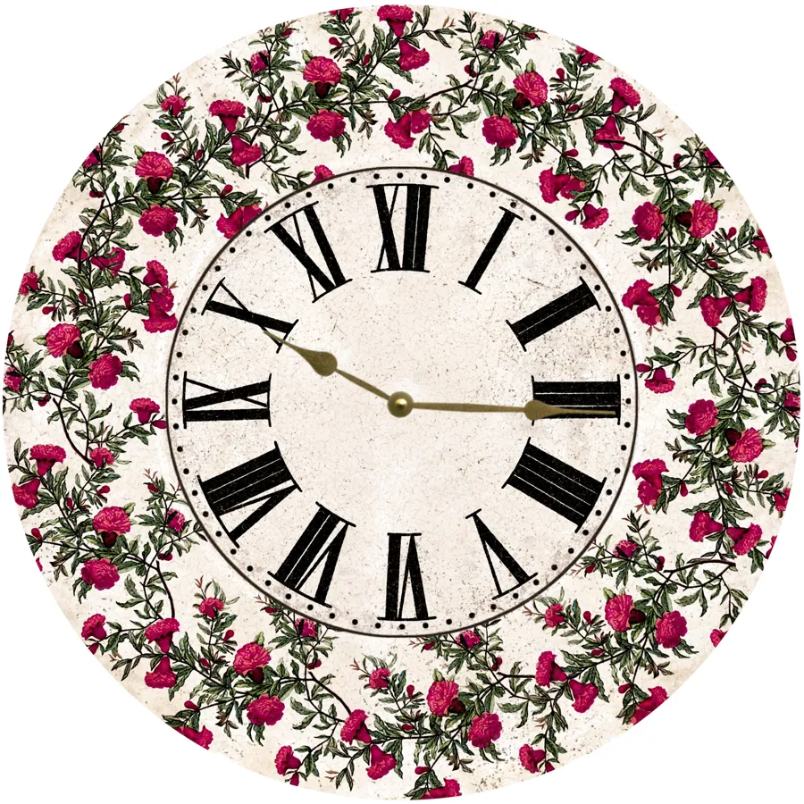 Rustic Flower Clock- Wall Clock