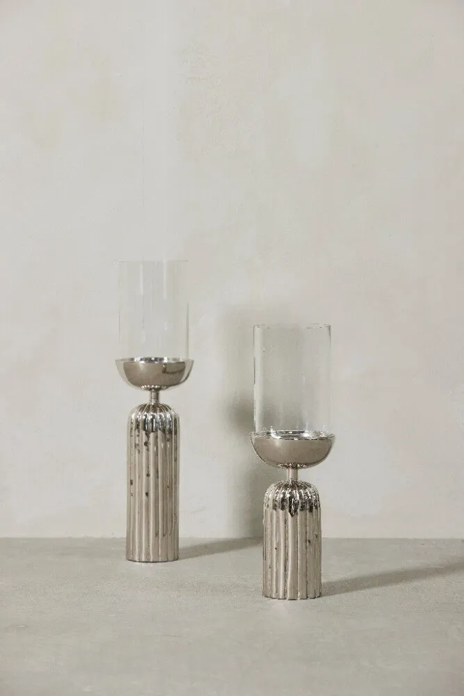 Sandia candlestick Ø11.5X43.5 cm, Silver/Clear