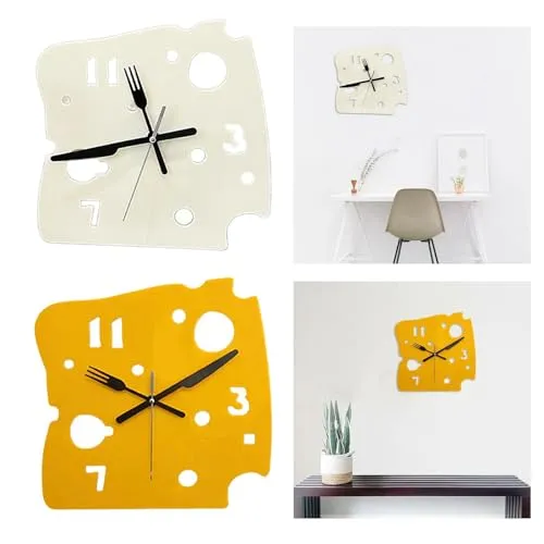 SECRET DESIRE Hanging Clock 27cmx27cm Mute Table Clock for Apartment Dining Room Farmhouse Milky White