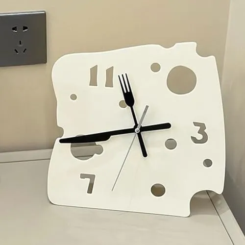 SECRET DESIRE Hanging Clock 27cmx27cm Mute Table Clock for Apartment Dining Room Farmhouse Milky White