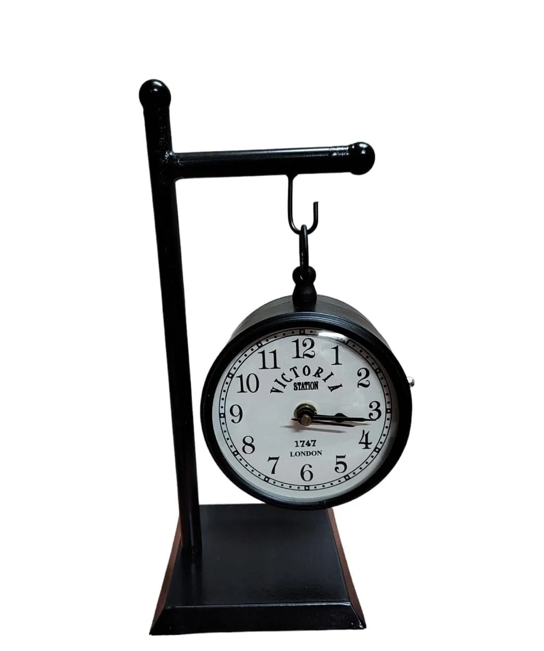 Sellplus Analog Metal Circular Stand Table Clock Antique Clock with Stand for Home, Office (4 INC DIAL) (Design 2)