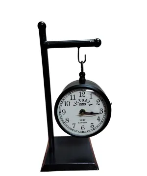 Sellplus Analog Metal Circular Stand Table Clock Antique Clock with Stand for Home, Office (4 INC DIAL) (Design 2)