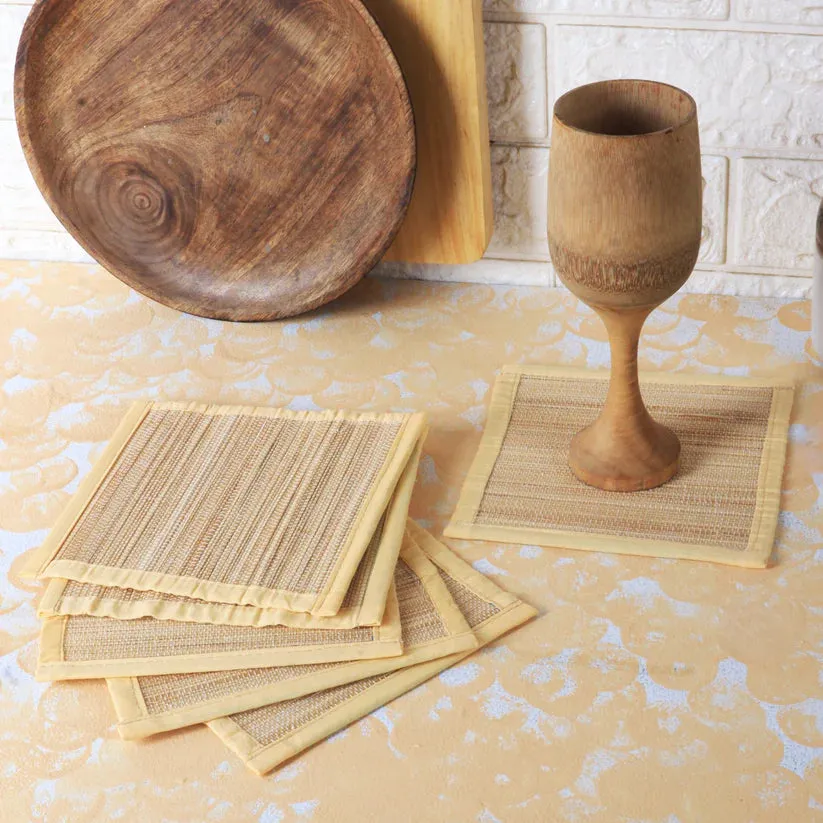 Silpakarman Bamboo Curtain & Dining Mat Combo - Beige