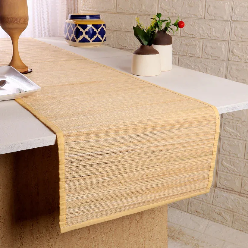 Silpakarman Bamboo Curtain & Dining Mat Combo - Beige