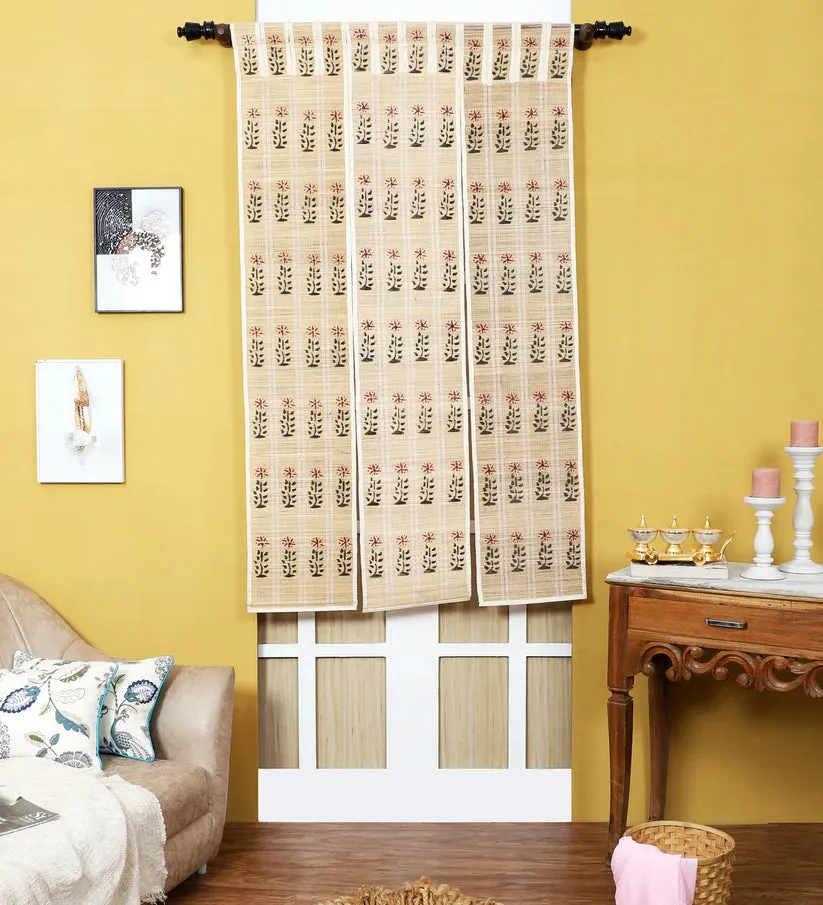 Silpakarman Bamboo Curtain & Dining Mat Combo - Beige