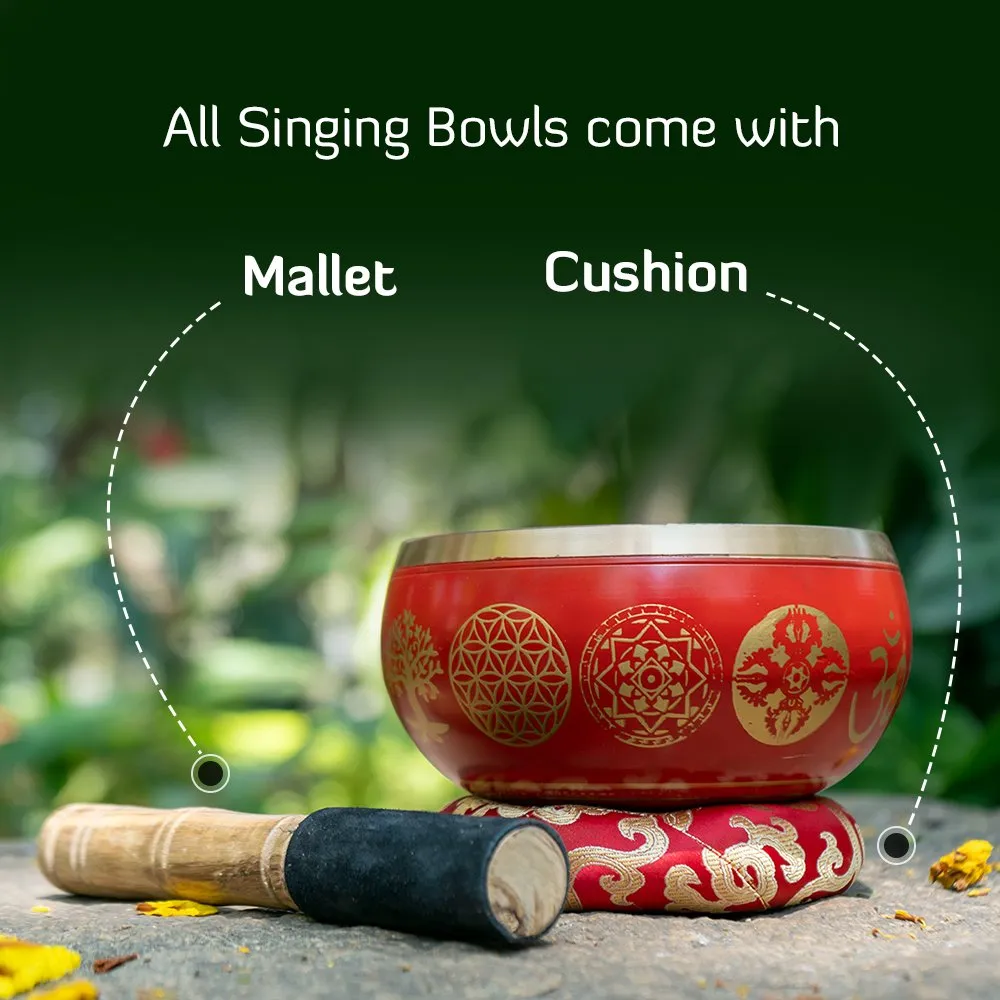 Singing Bowls Sacred Symbol Bowls |Sacred Symbol Yellow-35 inches
