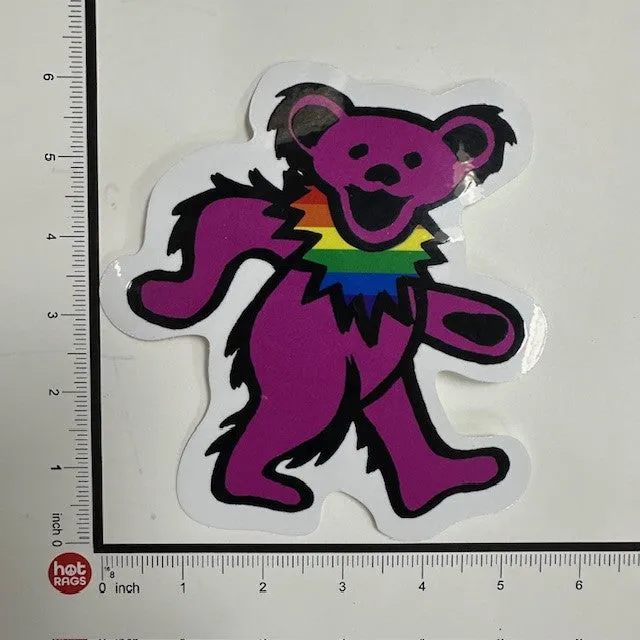 Sticker - Grateful Dead Bear - Purple With Rainbow Neck
