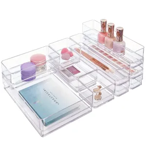 STORi 10-Piece Stackable Clear Drawer Organizer Set. Assorted Size Trays