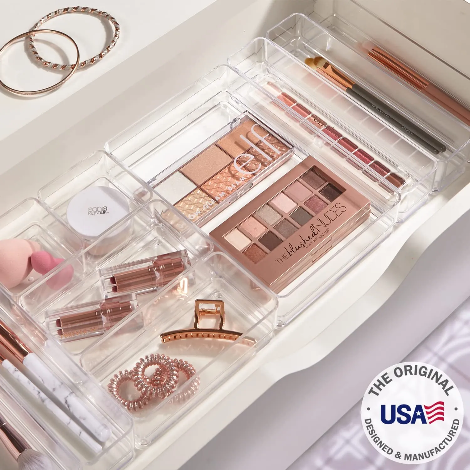 STORi 10-Piece Stackable Clear Drawer Organizer Set. Assorted Size Trays