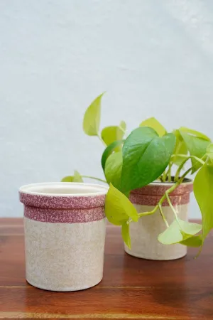 Studio Line White And Pink Jar Planter (Set Of 2)