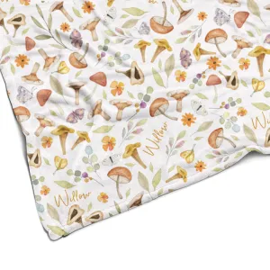 Sugar   Maple Plush Minky Fleece Personalized Blanket | Whimsical Mushroom
