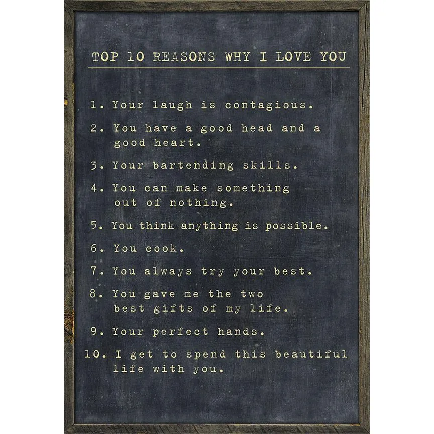 Sugarboo Designs Top Ten Reasons I Love You Custom Art Print