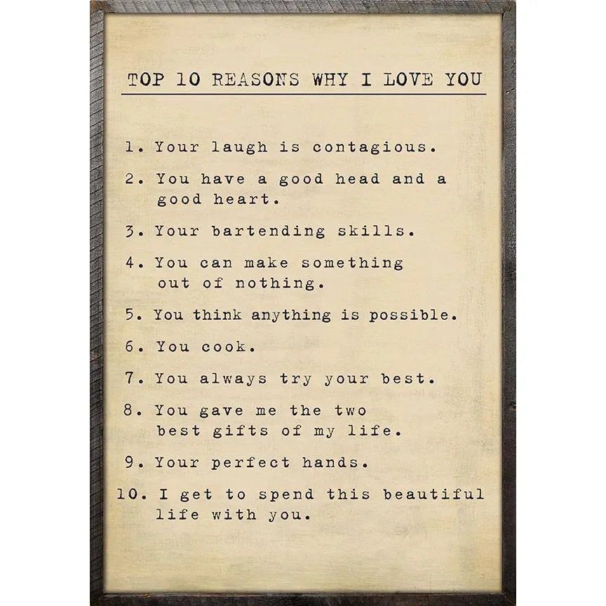 Sugarboo Designs Top Ten Reasons I Love You Custom Art Print