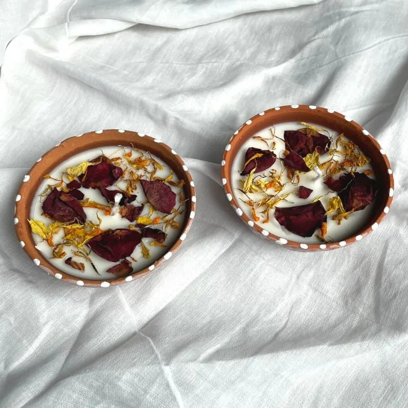 Summer Floral Candles - Set of 2