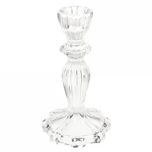 Tall Clear Glass Candle Holder
